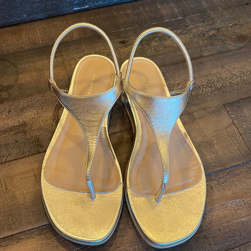 Gold Via Spiga Thong Sandals